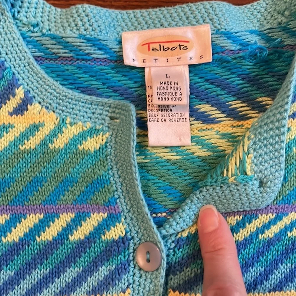 Vintage Talbots Petites Cardigan. Large petite. Spring colors.
